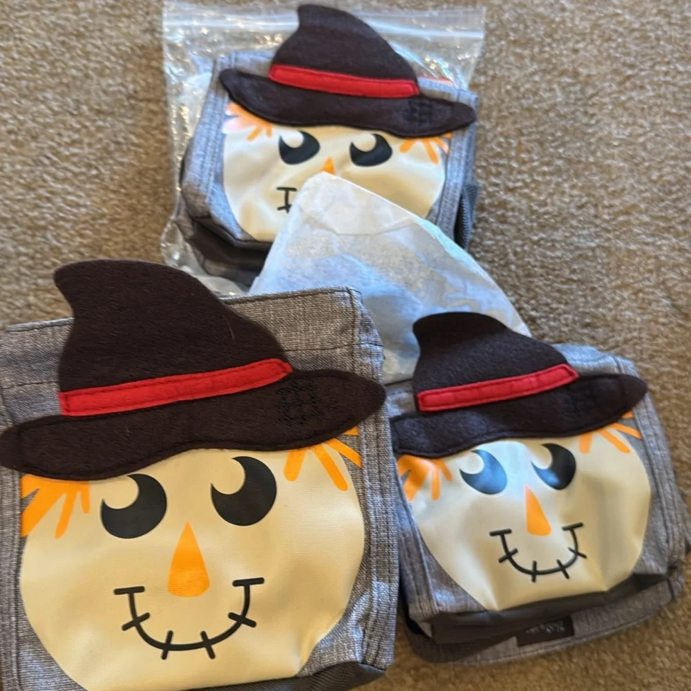 Scarecrow Face Kids Pouches - Brown and Red
